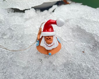 Handmade Ceramic Santa Claus Bell: Christmas Ornament