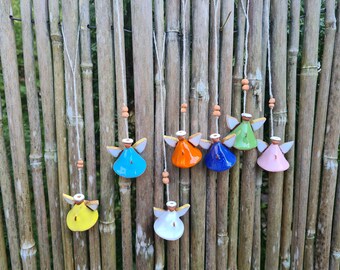 Set of 10 Mini Hanging Angels: Handmade Garden Ornaments