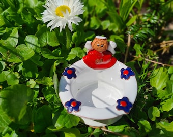 Handmade Ceramic Angel Tealight Holder: first Communion Gift