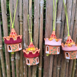 Small Ceramic Bell Enchanted Castle, Collectable Castle, Princess Castle, Small cute Gift, Handmade Home/Garden Decoration, Castle ornament