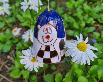 Handmade Ceramic Cat Bell: Cheerful Collectible Ornament
