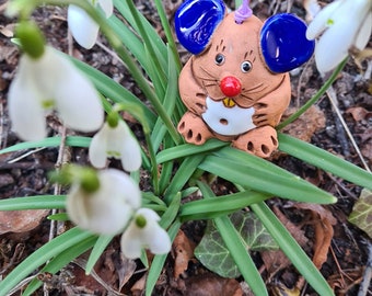 Handmade Ceramic Mouse Bell Figurine: Collectible Ornament