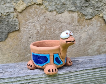 Handmade Terracotta Animal Tealight Holder: Whimsical Mouse, Horse, Turtle