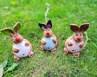 Handmade Ceramic Bunny Bell: Easter/Christmas Home Decor