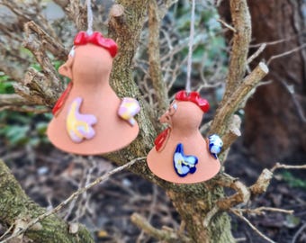 Handmade Ceramic Rooster Bell: Rustic Easter Decoration