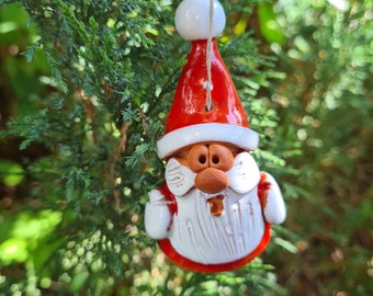 Handmade Ceramic Santa Claus Bell: Christmas Tree Ornament