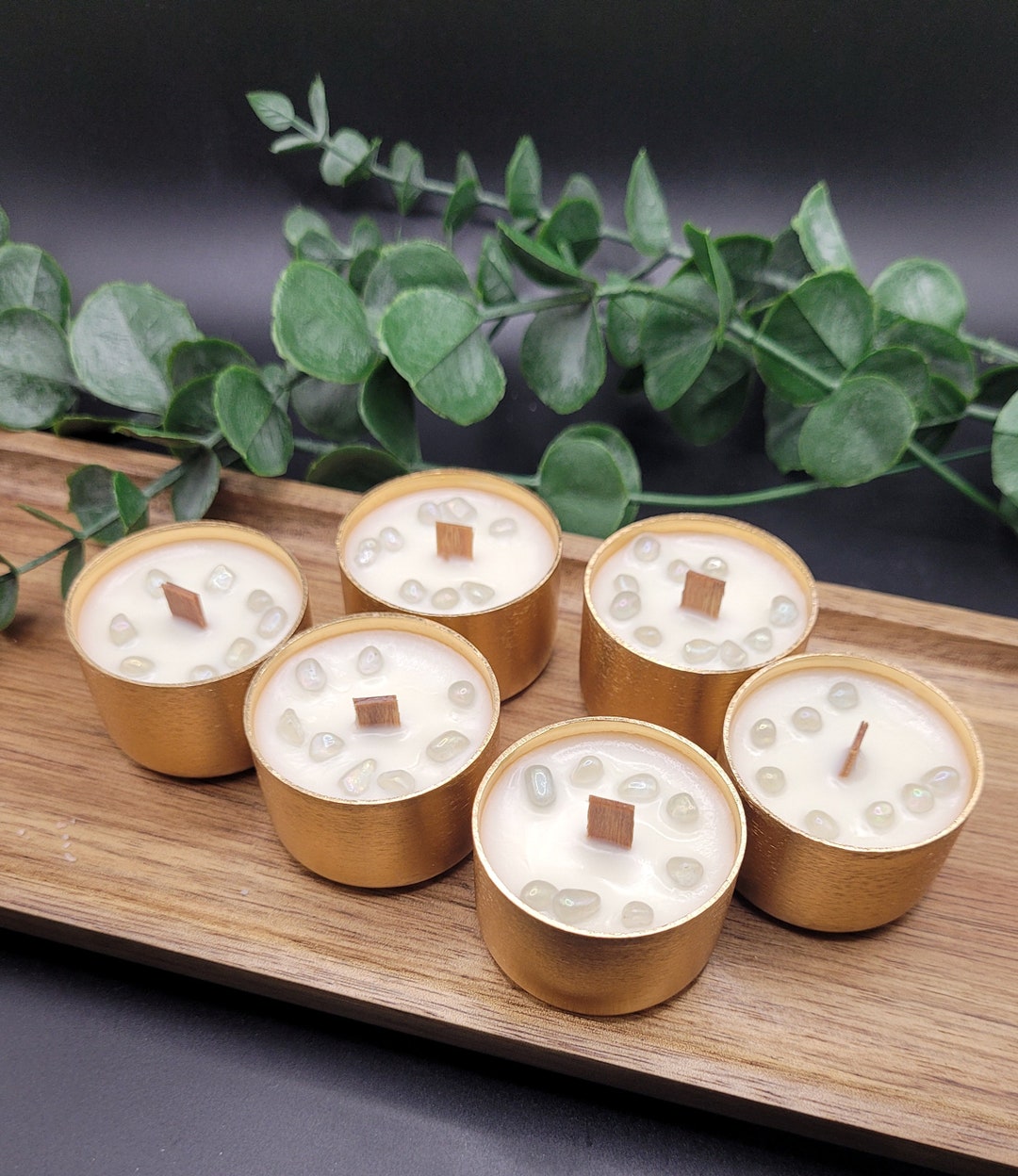 Golden Reusable Tealights 6 Pack/wood Wick Tea Light Etsy
