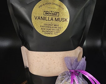 Moisturizing,Vanilla,Homemade Bath Salt Soak/Milk Bath Soak/Luxury Bath Salts/Magnesium soak/Coconut Milk soaking salts/spa gift/spa/