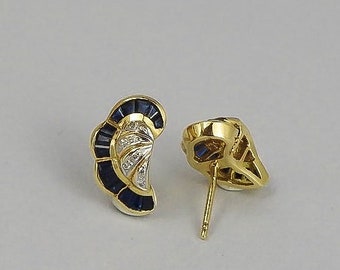 18K Yellow Sapphire Diamond Stone Model Earrings Gift