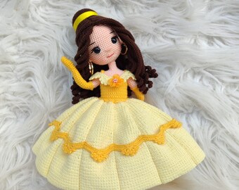 Princess  Belle Pdf, Pdf Patterns, Beaty and The Beast,  Doll Patterns, Amigurumi Belle, Crochet Belle, Crochet Princess, Belle Doll, Gifts