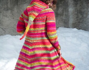 CROCHET hooded coat PATTERN, elf fairy pixie hoodie sweater tutorial in pdf for women "Boréal", plus size