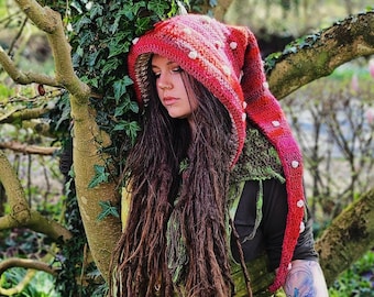 CROCHET Mushroom hood PATTERN, "Amanite  hood" woodland fairy toadstool hood and moss capelet and bonus amigurumi mushroom