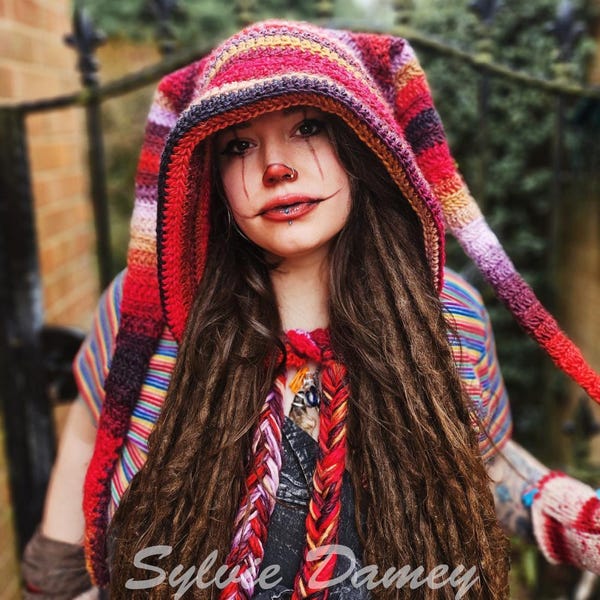 CROCHET Jester hood PATTERN, "Jester  hood" clown hat - DIY pdf download