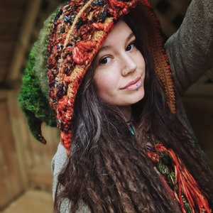 CROCHET hood PATTERN, "Floraison" elf fairy pixie hat tutorial in pdf for men, women and kids image 2