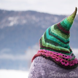 CROCHET hood PATTERN, "Floraison" elf fairy pixie hat tutorial in pdf for men, women and kids image 10