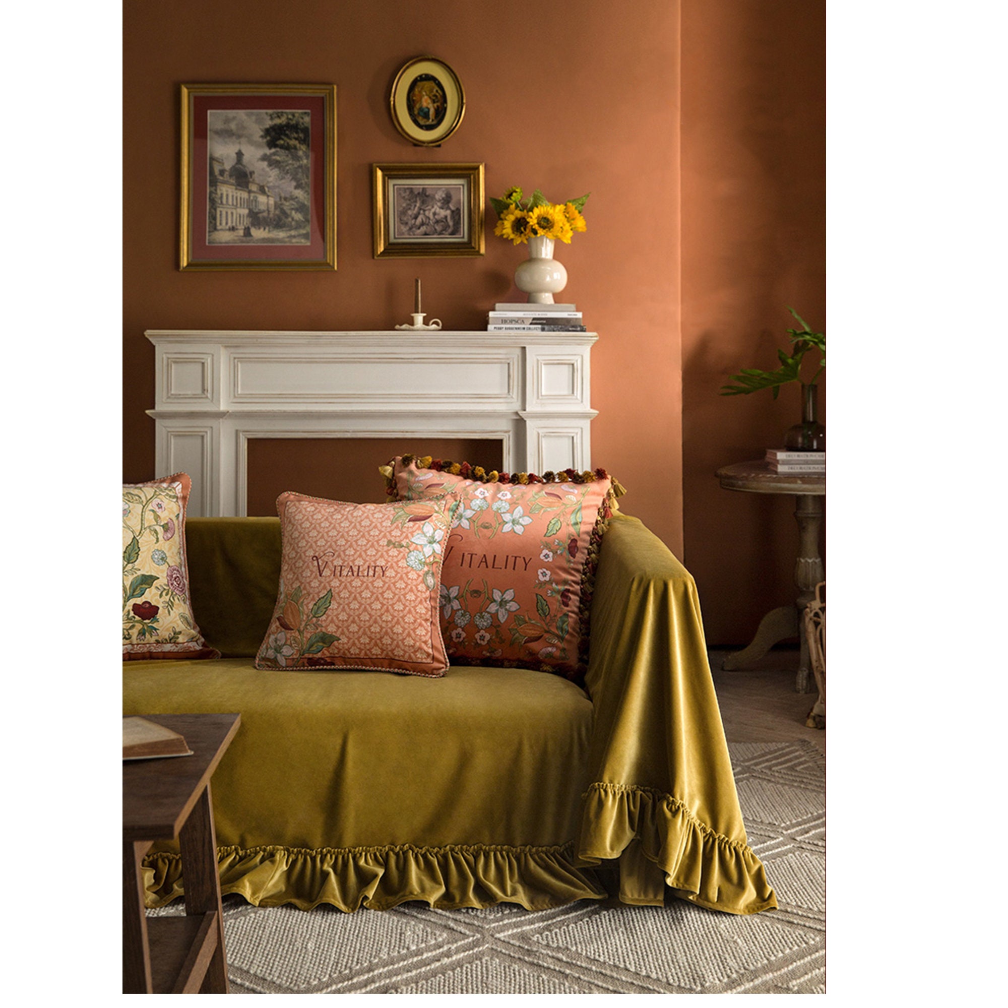 Golden Brown Velvet Couch Cover Sofa Slipcover Sofa Cover Sectional Couch Loveseat Bench Chair