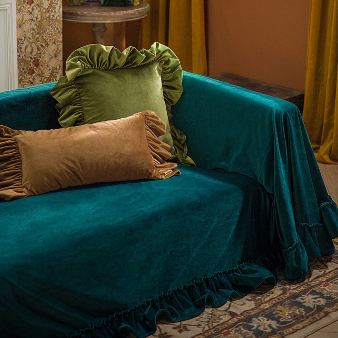 Teal Velvet Sofa Cover Couch Slipcover Sofa Cover Sectional Couch