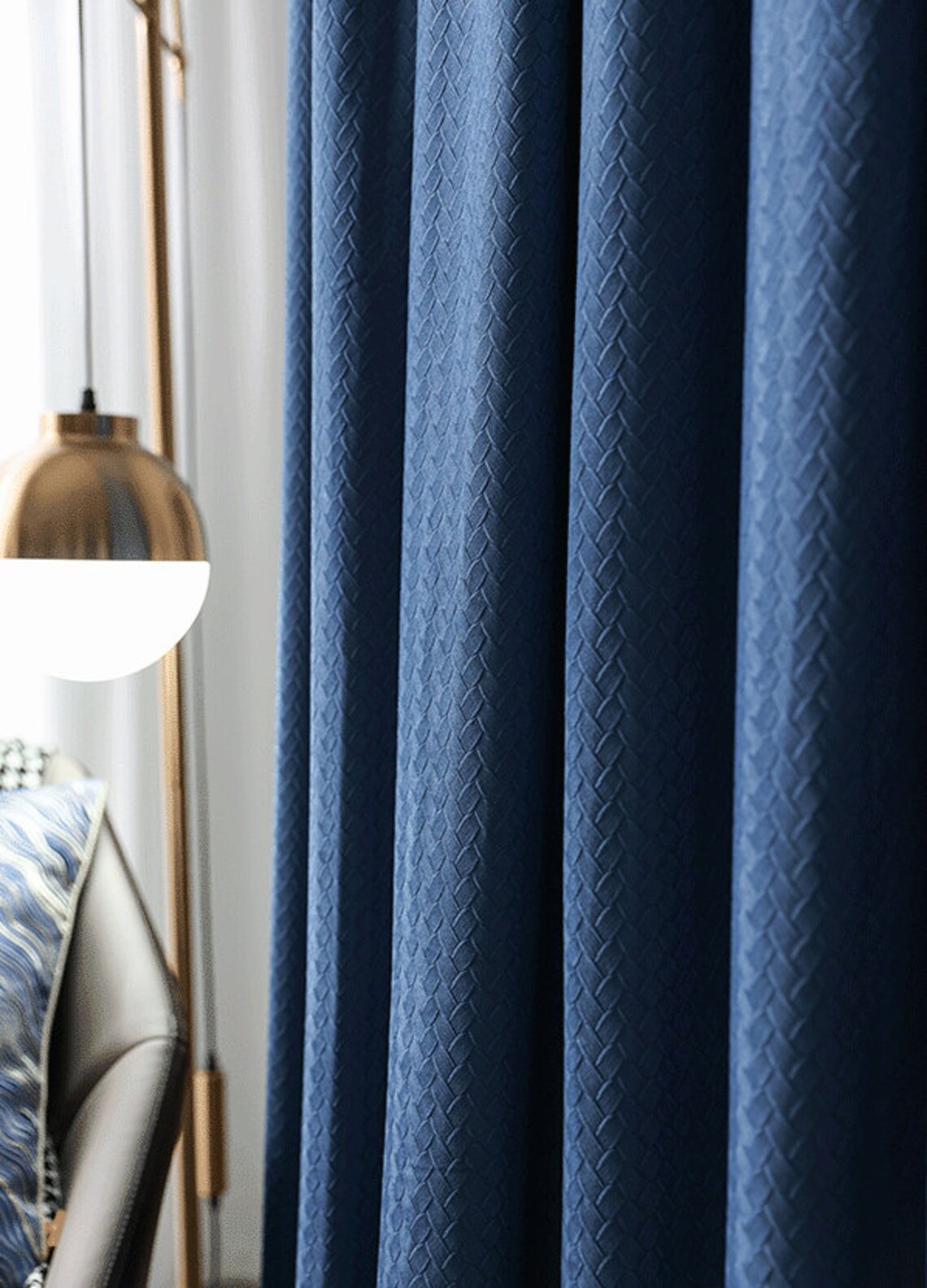 Dark Navy Blue Velvet Curtain Panels Sheer Blackout Curtains Etsy