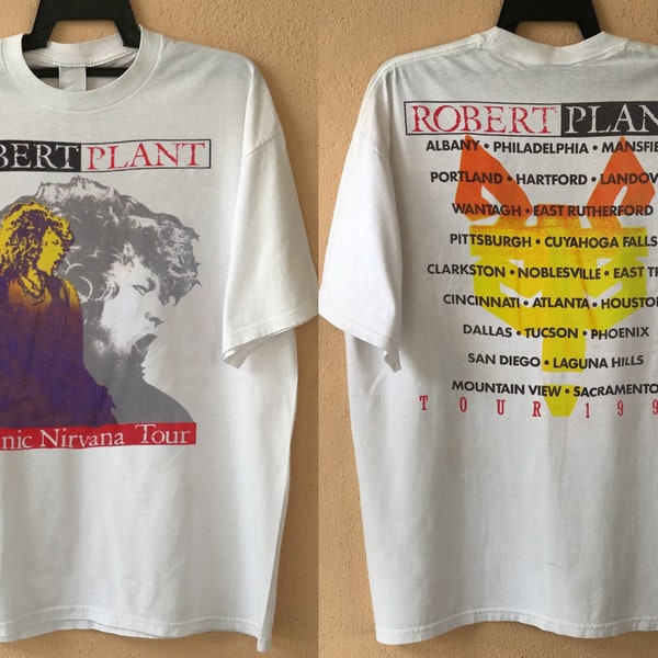 T-shirt Vintage Robert Plant - Album Manic Nirvana 1990 - Taille L - Noir - Occasion Très Bon état