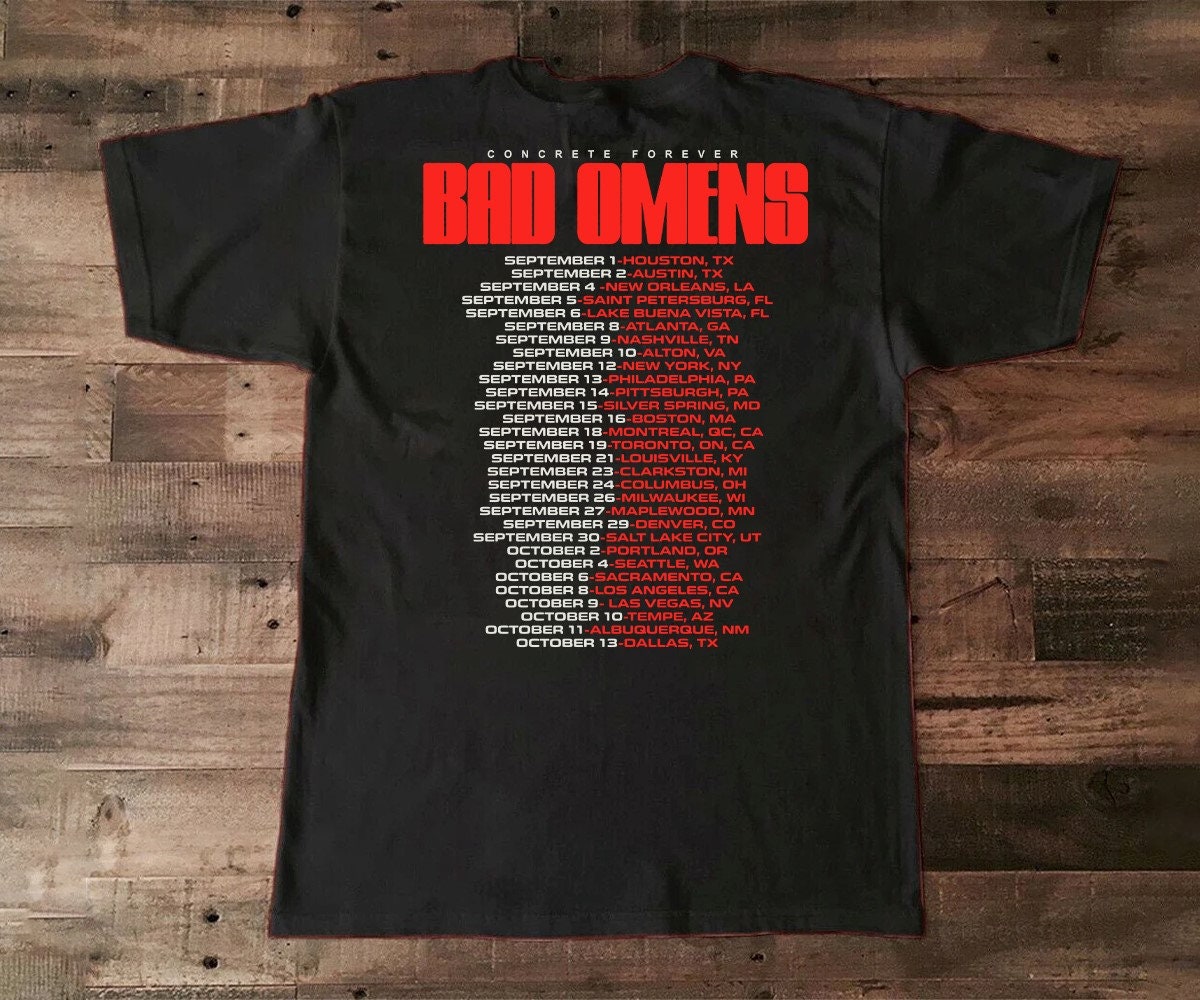 Bad Omens Band Track List 2023 Merch, The Concrete Forever Tour