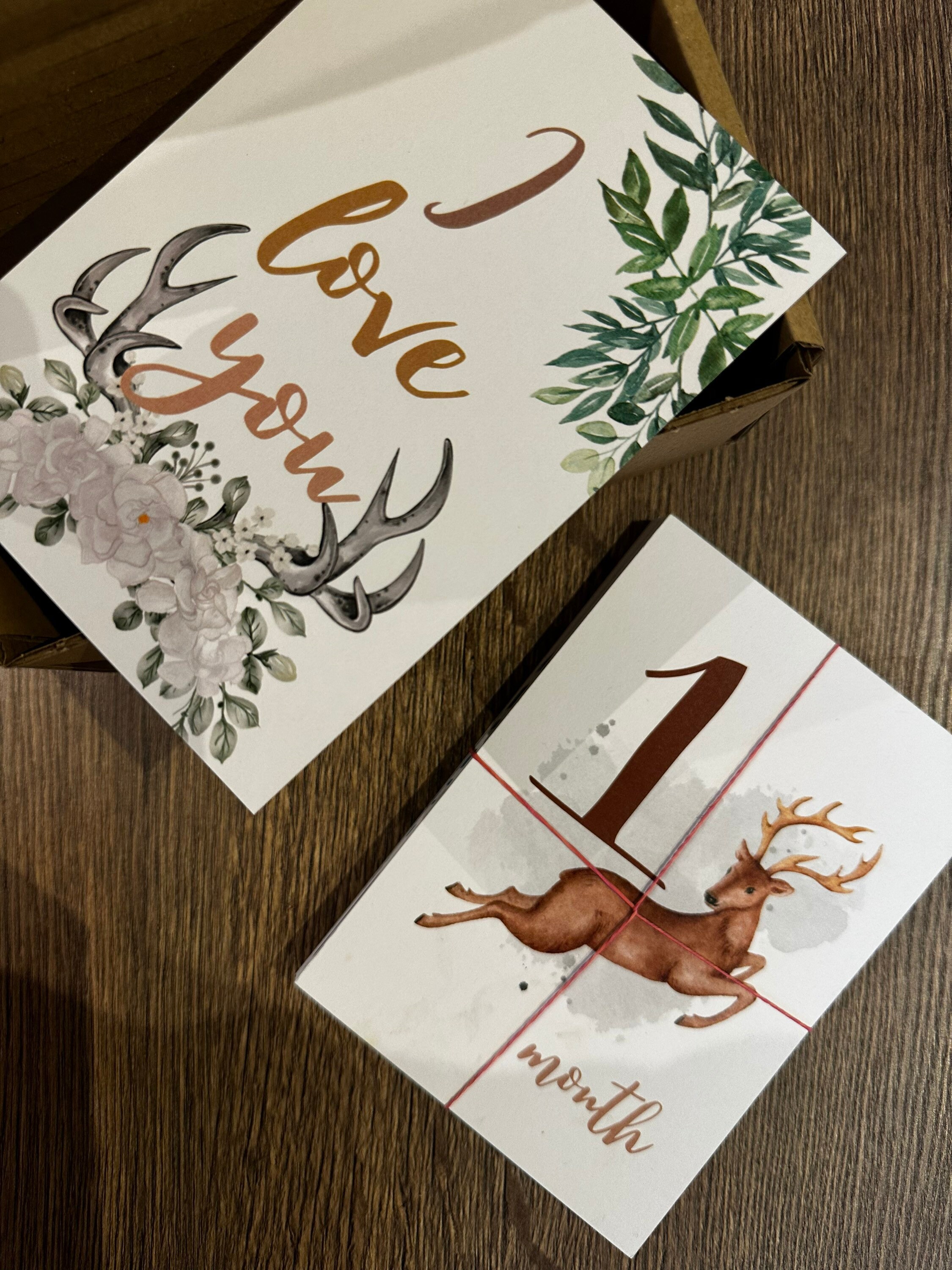 30 Baby Milestone Cards Forest Deer for Boys and Girls in a Gift Box ...