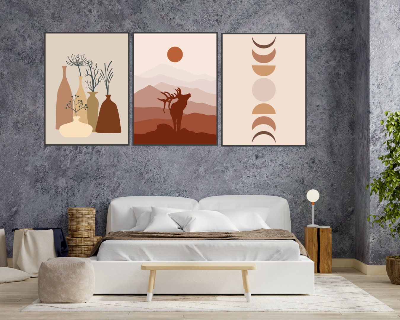 Mid Century Art Prints Set of 3, Neutral Modern Wall Art Decor ...