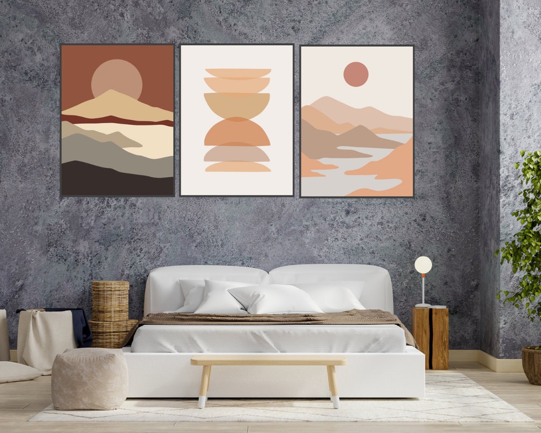 Mid Century Art Prints Set of 3, Neutral Modern Wall Art Decor ...