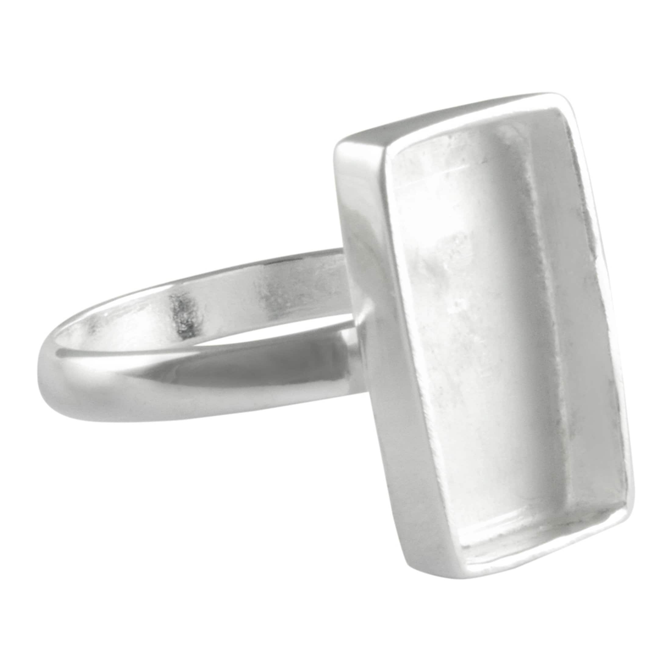 Silver rectangle best sale ring
