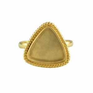 925 silver Trillion Rope 18k gold plated ring ,3x-30x30 mm trillion shape gemstone bezel blank ring making, DIY jewelry supplies, ring