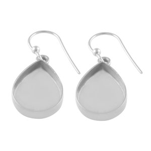 925 Sterling Silver Pear Tear Drop Bezel Earring blank, Cabochon Bezel, Setting For Making Earring,  DIY jewelry supplies, build Earring