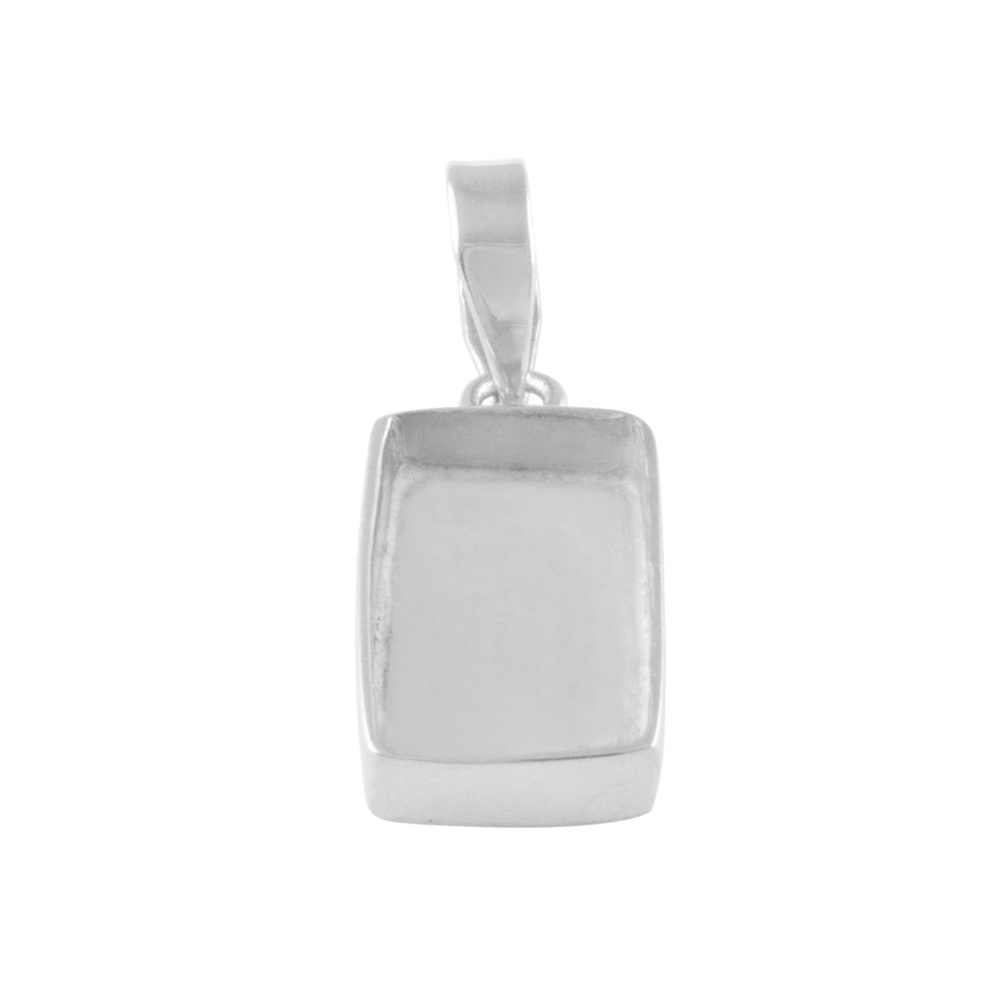 925 Sterling Silver Rectangle Pendant, 6x4mm 25x20mm, Bezel Setting