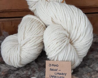 Lambswool - 3 fold heavyweight Aran/lightweight Chunky yarn, lovely soft undyed lambswool produced from our own small flock in Wales.