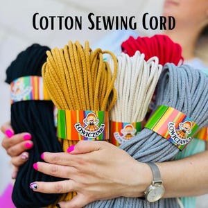 SEWING CORD | 6mm | 50m | Braided 100% Cotton Rope for Sewing, cord for sewing, handmade, tress rope for craft, YARN for bag, basket