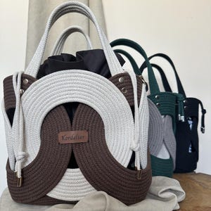 Handgefertigte Umhängetasche aus Baumwollkordel | Kleine Boho-Handtasche aus Seil