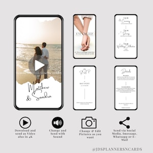Faire-part vidéo de mariage – Modèle Canva animé – Format Story – RSVP et détails – Ajoutez votre musique et photo – Invitation digitale