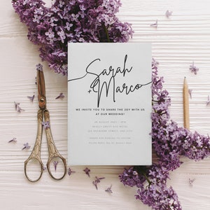Faire-part de mariage – Design moderne et élégant – Modèle Canva éditable pour WhatsApp et e-mail