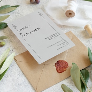 Faire-part de mariage numérique – Design moderne et minimaliste – Modèle Canva éditable pour WhatsApp et e-mail