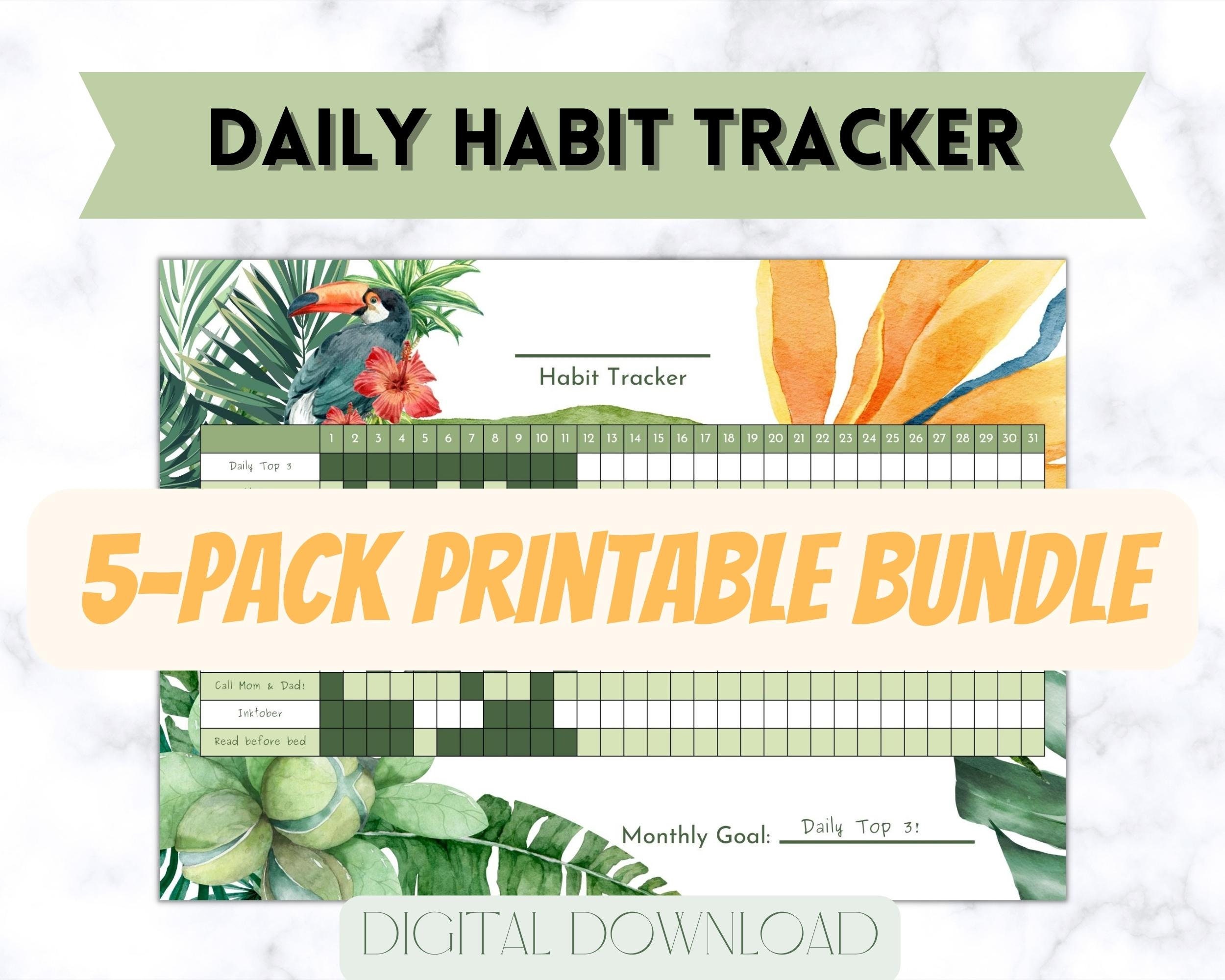 Tropical Habit Tracker Planner And Bullet Journal Accessories | Poster