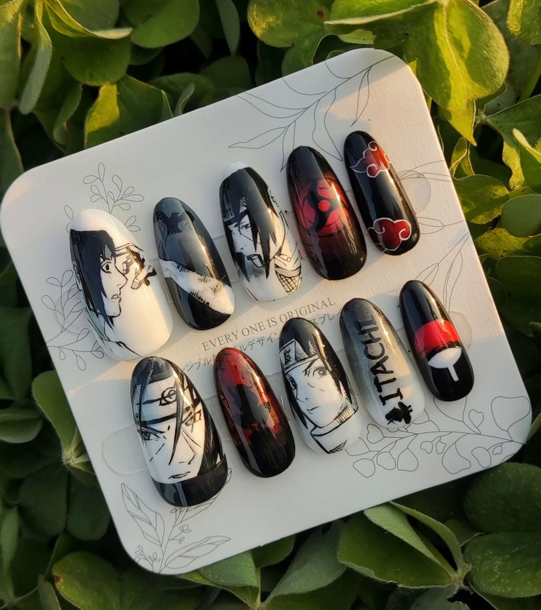 Naruto Press on Nailsuchiha Sasuke Custom Anime Nailshandpainted Fake