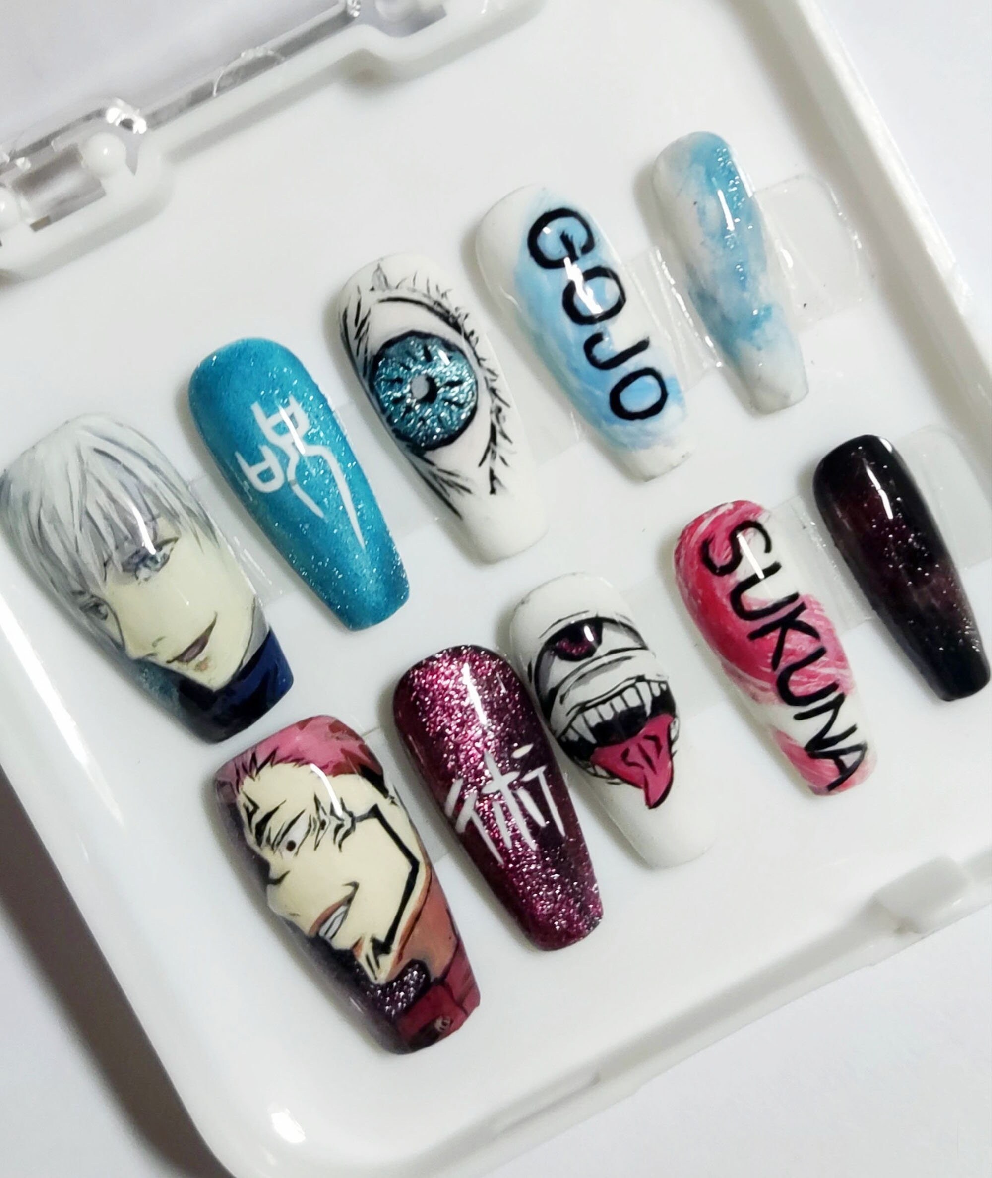 Jujutsu Kaisen Press on Nailsgojo Satoru Figures Handmade - Etsy