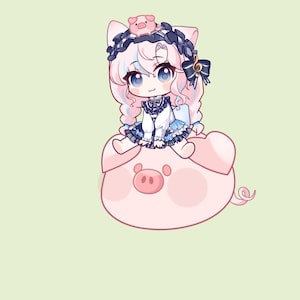 Customized Vtuber - cute girl vtuber model with fly pig- Fully rigged Live2D Avatar finished