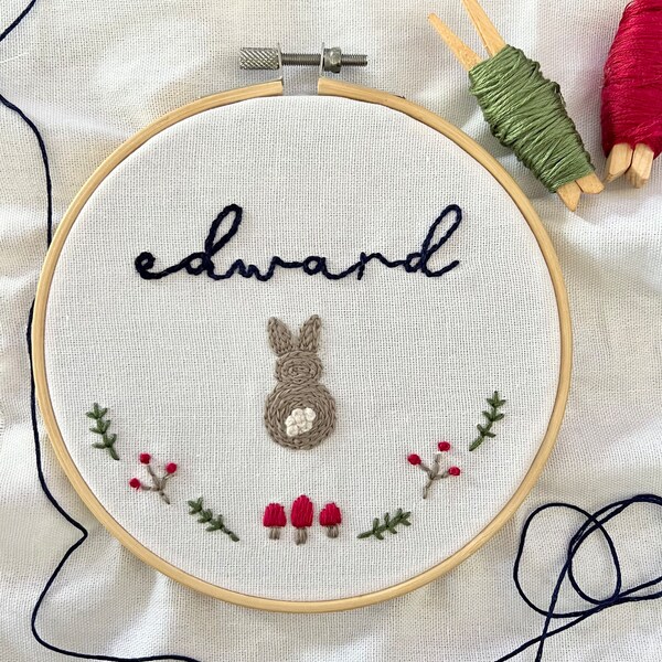 Personalised Bunny Embroidery Hoop