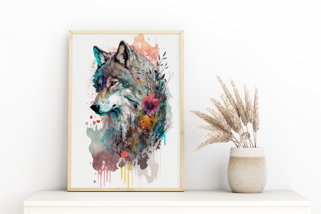 WOLF ARTWORK NATURE Poster Water Color Painting Digital - Etsy