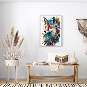 FOX ARTWORK NATURE Poster Water Color Painting Digital - Etsy