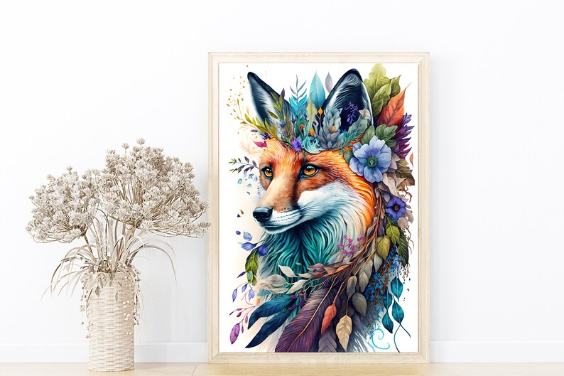 FOX ARTWORK NATURE Poster Water Color Painting Digital - Etsy