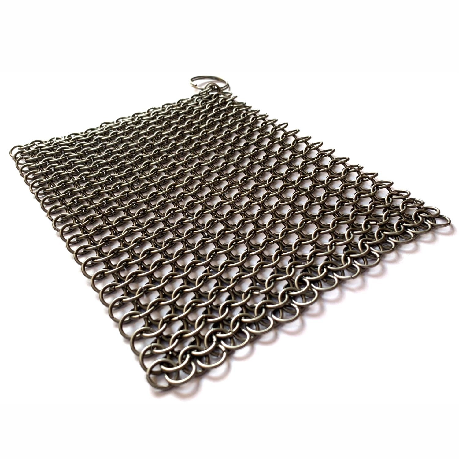 Cast Iron Cleaning Kit, 316 Stainless Steel Chainmail Scrubber, 2 Pan Grill Griddle Scrapers, Bamboo Fiber Rag, Sanding Sponge for Cast Iron Cleaner