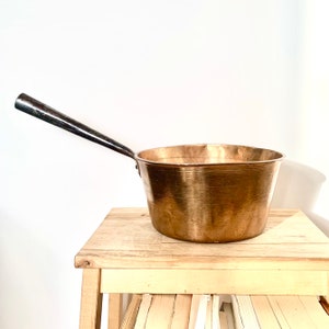 Antique French Large Solid Copper Saucepan