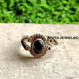 Black Onyx Ring, Handmade Ring, 925 Silver Ring, Natural Onyx, Gemstone Ring, Heart Design Ring, Onyx Jewelry, Beautiful Ring, Diwali Gift