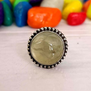 Prehnite Ring, 925 Silver Ring, Boho Ring, Natural Prehnite, Designer Ring, Handmade Ring, Ring For Women, Prehnite Jewelry, Gemstone Ring