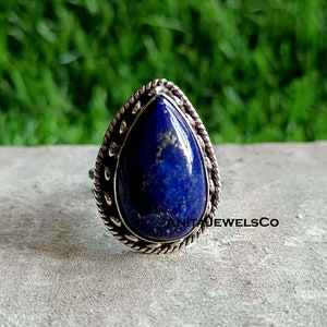 Blue Lapis Lazuli Ring, 925 Silver Ring, Boho Ring, Statement Ring, Natural Lapis, Gemstone Ring, Designer Ring, Lapis Jewelry,Handmade Ring